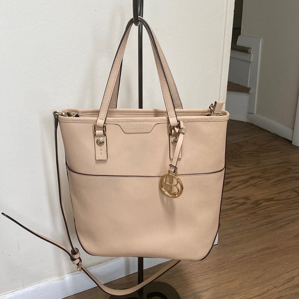 Henri Bendel Cream Saffiano Leather Crossbody Bag
